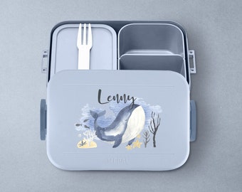 Personalized Mepal lunch box Take a break lunch box with compartments | Personalized lunch box with a cute whale for daycare and school