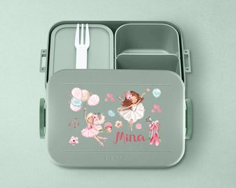 Fiambrera Mepal Bento personalizada | Fiambrera para tomar un descanso con fiambrera bento con linda bailarina para la guardería o la escuela