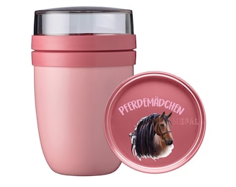 Thermo Mepal Lunchpot Ellipse pour la maternelle et kita | Tasse de petit-déjeuner avec lettrage doux cheval et fille de cheval