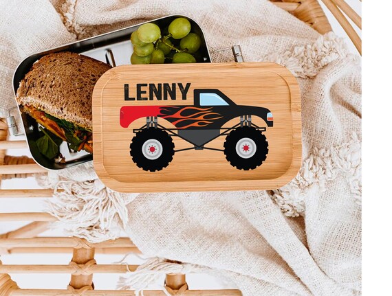 Personalisierte Nachhaltige Lunchbox Aus Bambus Mit Coolem Monstertruck Fr  Die Kita Und Schule - Etsy New Zealand