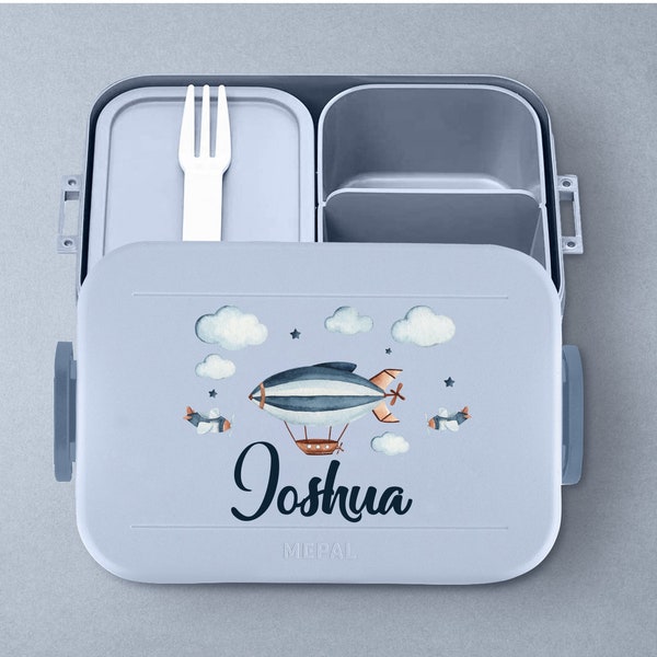 Boîte à lunch Mepal personnalisée avec insert bento | Boîte à lunch pour maternelle, garderie et école | Motif Sweet Zeppelin avec le nom souhaité