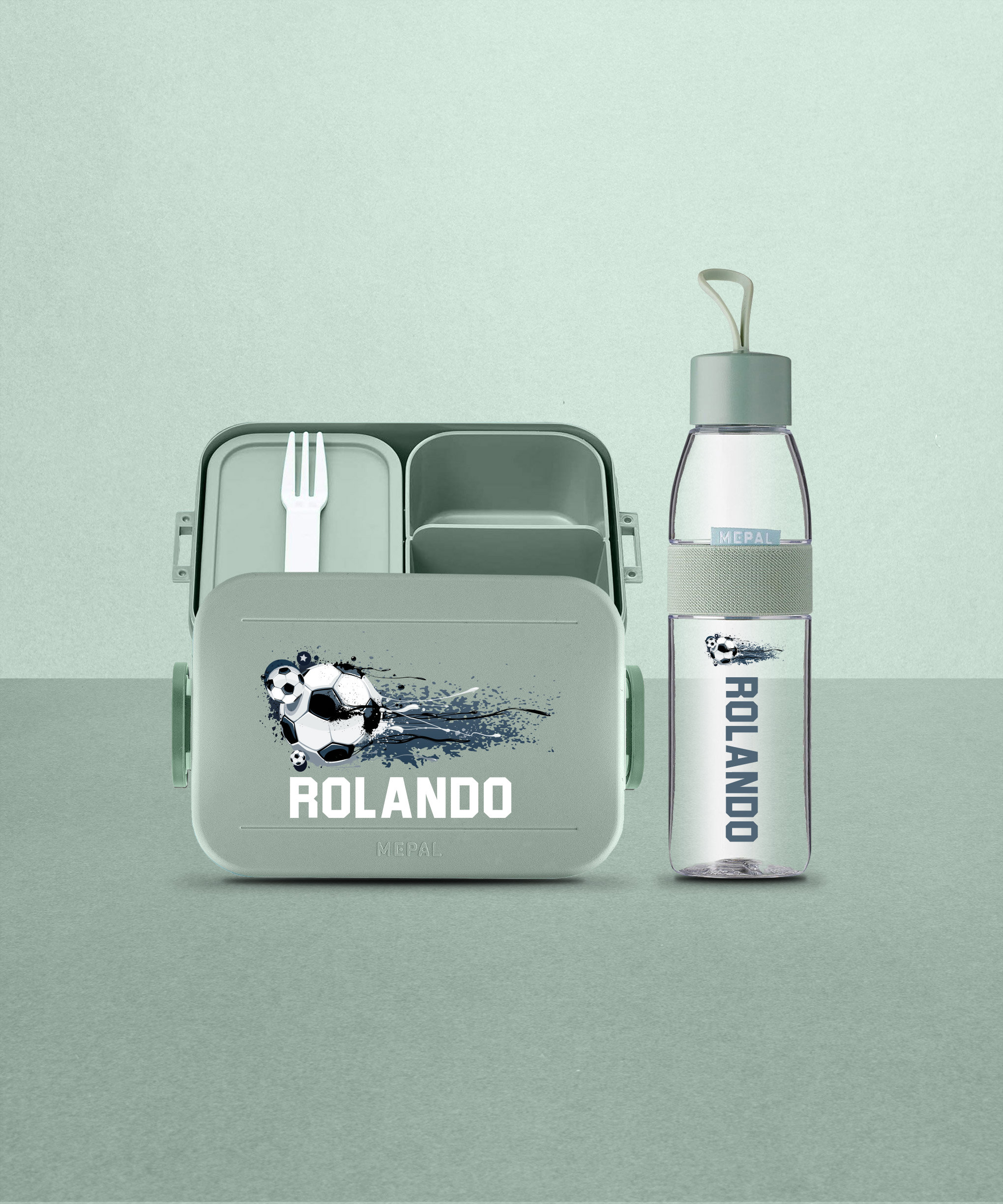 Boîte à Déjeuner Enfant Mepal Personnalisable Avec Prénom - Motif Football, Compartiment Bento, Sans BPA