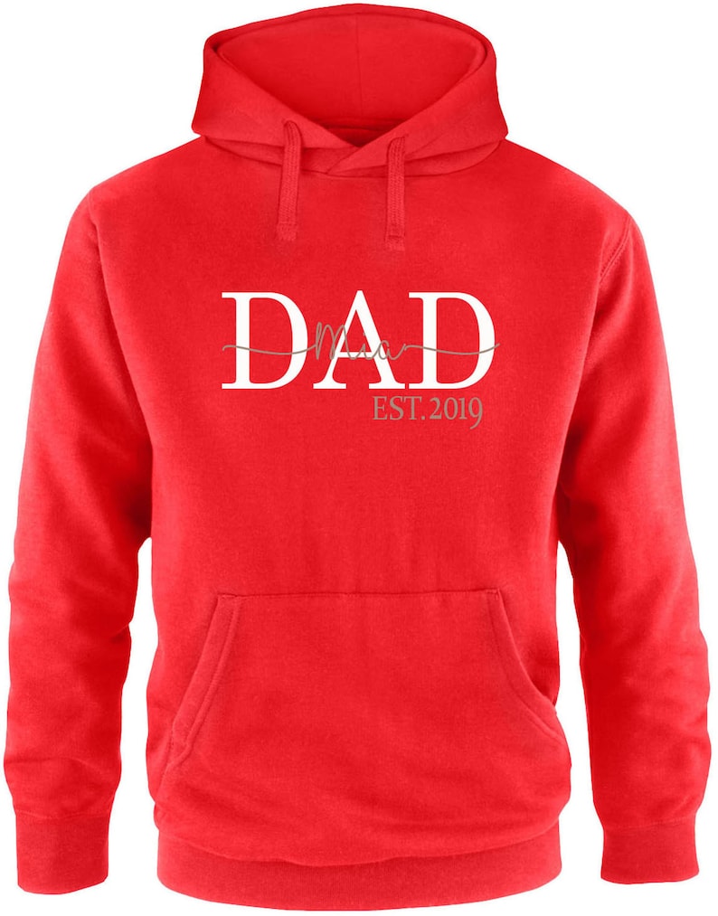 Dad Hoodie / Personalized Gift for the Best Dad Gift for Father's Day / DAD sweater with desired name Red