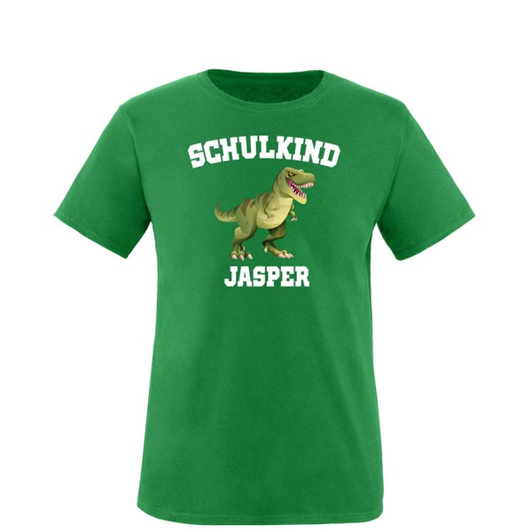 School child T-shirt with a cool dinosaur and desired name | Shirt for school enrollment / gift idea for the school bag / school enrollment 2023