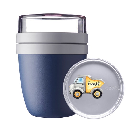 Personalisierter Mepal Lunchpot Ellipse Mini Mit Wunschnamen | Frühstücksbecher Coolem Kipplaster Für Kita/kindergarten Und Schule