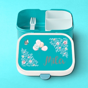 Personalized Mepal lunch box with compartments and bento box and with a cute balloon for daycare, kindergarten or school