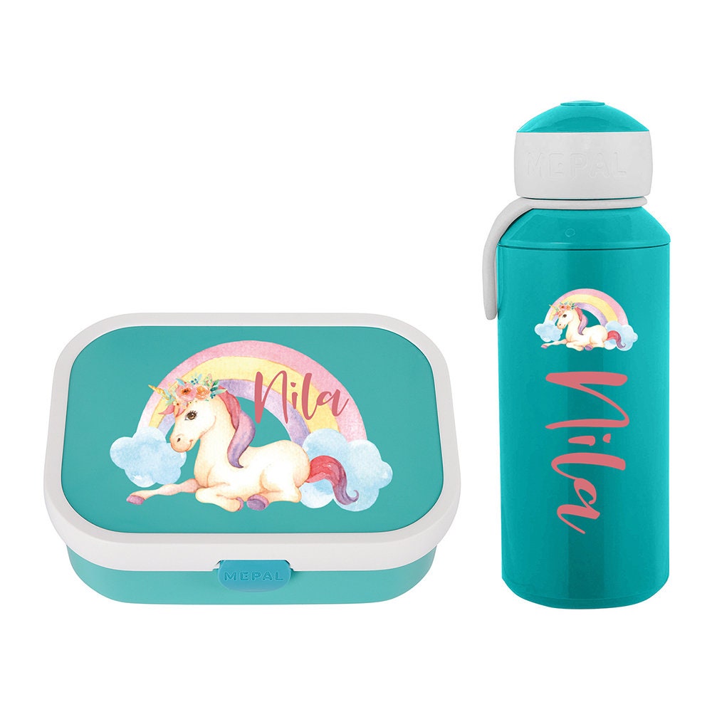 Mepal Take a Break Lunch Box With Desired Name Personalized Bento Lunch Box  With a Cute Unicorn for Daycare, Kindergarten and School 