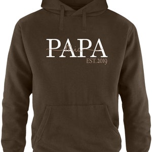 Papa Hoodie est. with children's names / Personalized gift for the best dad with the name of the children Gift for Father's Day Brown