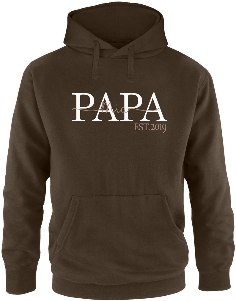 Papa Hoodie est. with children's names / Personalized gift for the best dad with the name of the children Gift for Father's Day Brown