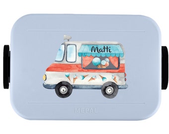 Mepal Take a break mit Wunschname | Personalisierte Bento Brotdose mit coolem Eiswagen f. die Kita, den Kindergarten und die Schule