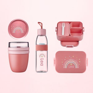 Personalized Mepal take a break lunch box set with bento insert and drinking bottle & lunch pot mini as a set for kindergarten and school