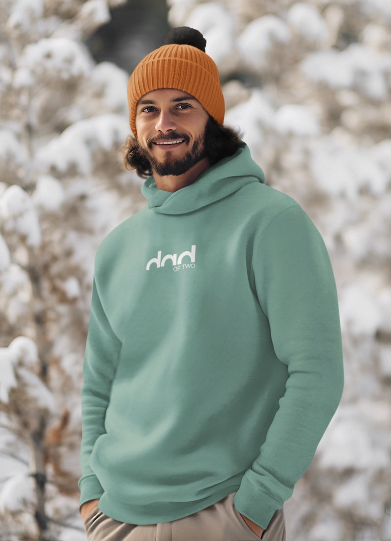 Acogedor papá de dos sudaderas con capucha / Regalo personalizado para el mejor papá / Regalo personalizado Regalo para el Día del Padre / DAD suéter con un diseño amoroso Pistachio Green