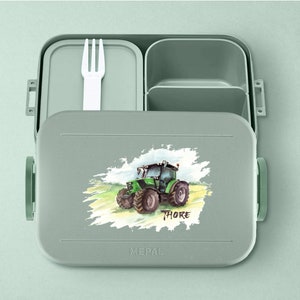 Boîte à lunch Mepal Take a break personnalisée avec tracteur et nom | Boîte à lunch personnalisée avec tracteur pour école et maternelle