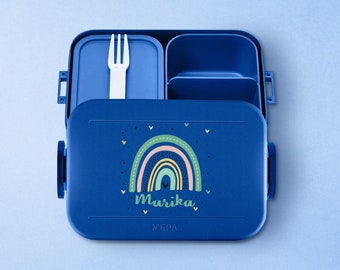 Mepal Bento Lunchbox & Lunch Box | Take a break Midi | Lunch box with name | Personalized lunch box with colorful rainbow