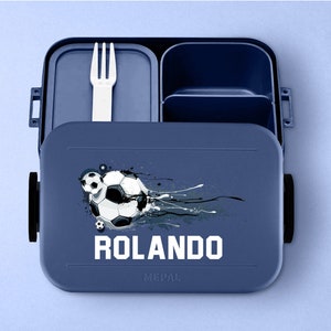 Mepal Take a Break Soccer Luchbox with Name Personalized Soccer Bento Box Lunch Box Nordic-denim