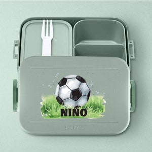 Personalized Mepal Take a Break Football Lunch Box with Compartments Personalized Bento lunch box with football for daycare and school Nordic-Sage