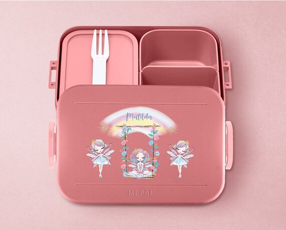 Personalisierte Mepal Lunchbox Mit Bento Einsatz | Brotdose Für Kindergarten, Kita Und Schule | Süße Glitzer Fee Mit Wunschnamen /vesperdose