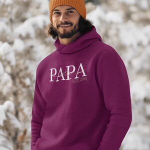 Papa Hoodie est. with children's names / Personalized gift for the best dad with the name of the children Gift for Father's Day Burgundy