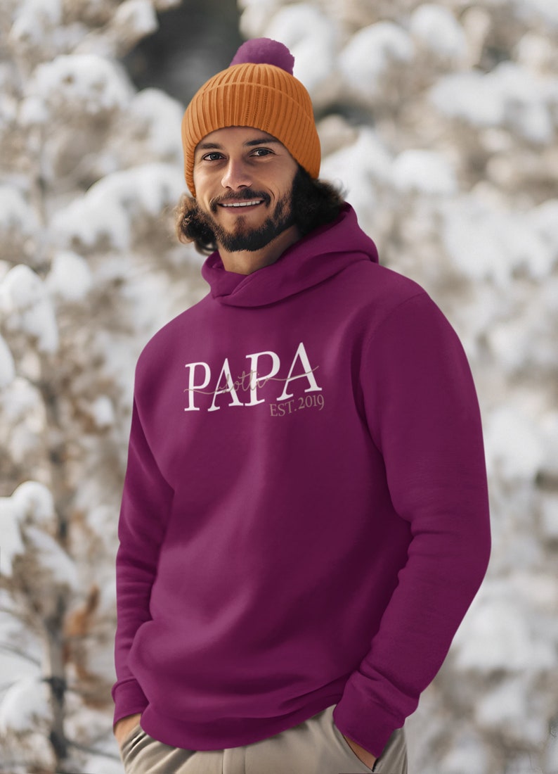 Papa Hoodie est. with children's names / Personalized gift for the best dad with the name of the children Gift for Father's Day Burgundy