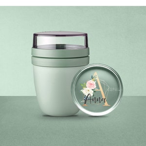 Personalisierter Mepal Lunchpot Ellipse Mini mit Wunschnamen für Schule, Kindergarten und Kita Frühstücksbecher mit goldenem Buchstaben Nordic-Sge