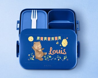 Mepal Bento Lunchbox | Take a break Midi | Mepal Brotdose mit Wunschname | Personalisierte Brotdose mit niedlichem Honigbären