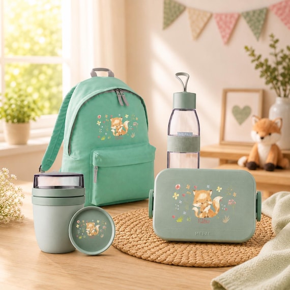 Buy Personalisiertes Mepal Brotdosen Set | Brotdose & Trinkflasche Und Lunchpot Als Set Für Kindergarten Und Schule L Mit Süßem Fuchs Motiv Online in India