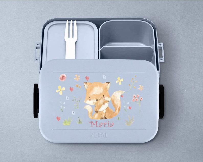 Boîte à lunch Mepal Bento avec compartiments Faites une pause Midi Boîte à lunch personnalisée avec un joli renard pour l'école ou la maternelle image 4