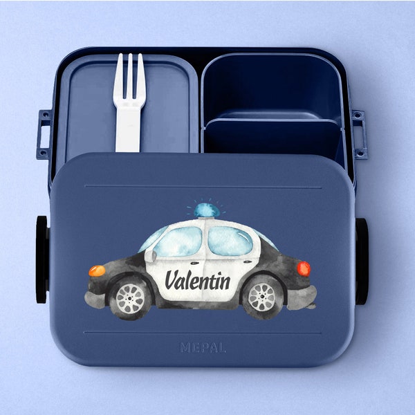 lunchboxPersonalized Mepal lunch box take a break with bento insert | with desired name for kindergarten, daycare and school | Police Car