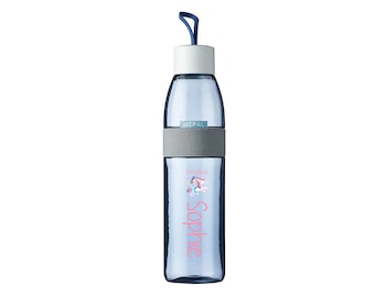Mepal Flasche mit Wunschnamen | Personalisierte Wasserflasche mit niedlichem Einhorn und Meerjungfrau für den Kindergarten oder die Schule