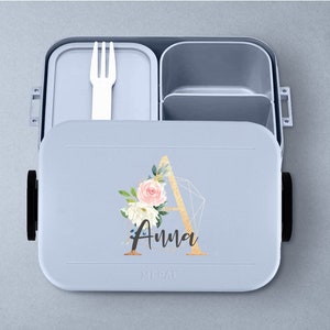 Personalisierte Mepal take a break Lunchbox mit eigenem Buchstaben und Wunschnamen Schöne Lunchbox mit Bento Box nordic-blue