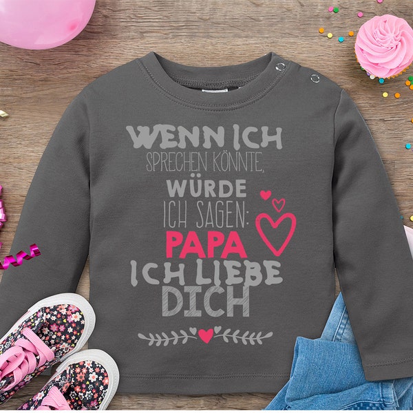 Niedlicher Pulli mit Wunschnamen / Longsleeve mit niedlichem Aufdruck / Papa ich liebe dich