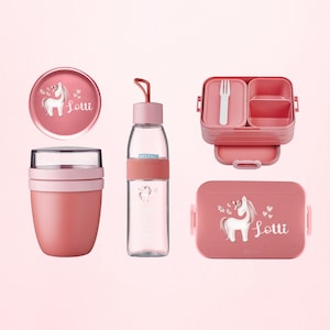 Boîte à lunch Mepal personnalisée Take a Break avec insert bento, gourde et mini pot à lunch comme ensemble pour la maternelle et l'école