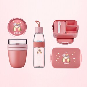 Personalisiertes Mepal Brotdosen im Set | Brotdose & Trinkflasche und Lunchpot als Set für Kindergarten und Schule mit liebevollem Drachen