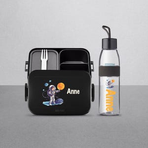 Boîte à lunch midi Mepal Nordic Take a break personnalisée avec astronautes | Boîte à lunch et bouteille d'eau personnalisées pour garderie, école