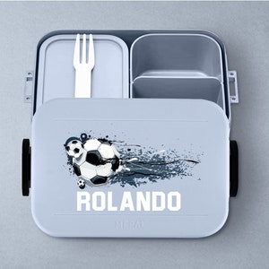 Mepal Take a Break Soccer Luchbox with Name Personalized Soccer Bento Box Lunch Box Nordic-blue