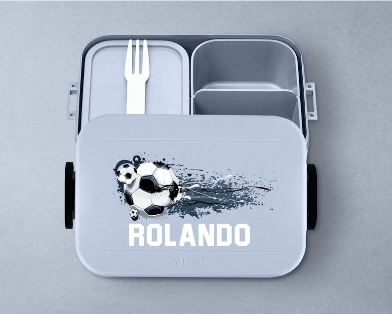 Mepal Take a Break Soccer Luchbox with Name Personalized Soccer Bento Box Lunch Box Nordic-blue