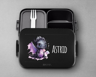 Personalisierte Mepal take a break Lunchbox mit niedlichem Drachen und Wunschnamen | Bento Brotdose