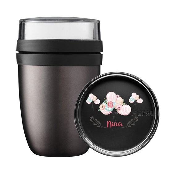 Personalisierter Thermo Mepal Lunchpot Ellipse | Frühstücksbecher | Niedliches Luftballon Motiv Mit Wunschname | Ideal Für Schule Oder Kita