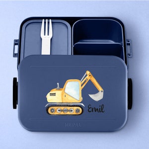 Personalized Mepal take a break lunch box with bento box Personalized lunch box with a cool excavator for daycare, kindergarten and school NordicDenim Lunchbox