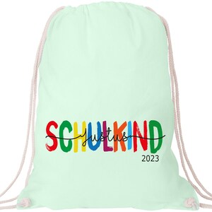 Sac en tissu pour écolier coloré avec le nom souhaité | Sac à dos | Sac de sport / sac de sport personnalisé pour l'école / rentrée scolaire 2023