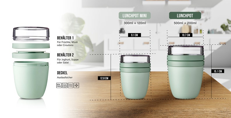 Personalisierter Mepal Lunchpot Ellipse Mini mit Wunschnamen für Schule, Kindergarten und Kita Frühstücksbecher mit goldenem Buchstaben Bild 2