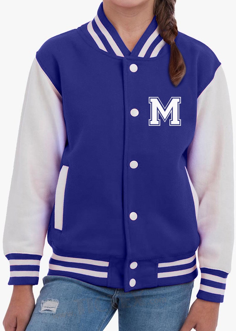 Personalisierte College Jacke mit Initiale für Kinder und Erwachsene College Jacke mit Wunschbuchstabe oder Zahl im College Style Bild 2