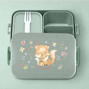 Mepal Bento Lunchbox mit Fächern Take a break Midi Personalisierte Brotdose mit niedlichem Fuchs für die Schule oder den Kindergarten Nordic-Sage