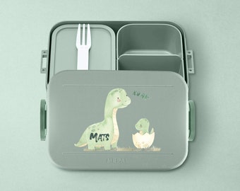 Mepal Take a break lunch box with desired name | Personalized Bento lunch box with cute dinosaur / For daycare, kindergarten or school