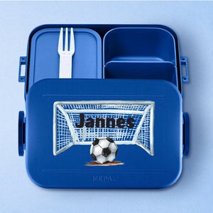 Mepal Bento take a break midi lunch box | Lunch box with name and compartments | Personalized lunch box with football goal for school, kindergarten