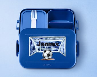 Mepal Bento take a break midi lunch box | Lunch box with name and compartments | Personalized lunch box with football goal for school, kindergarten