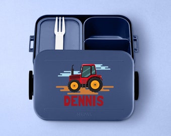 Mepal lunch box with name | Personalized lunch box with tractor motif