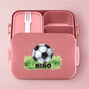Personalized Mepal Take a Break Football Lunch Box with Compartments Personalized Bento lunch box with football for daycare and school Vivid-Mauve