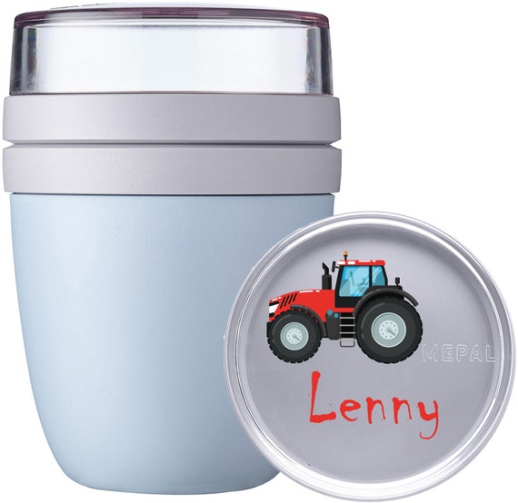 Personalisierter Mepal Lunchpot Ellipse Mini Mit Wunschnamen / Frühstücksbecher Coolem Rotem Trecker