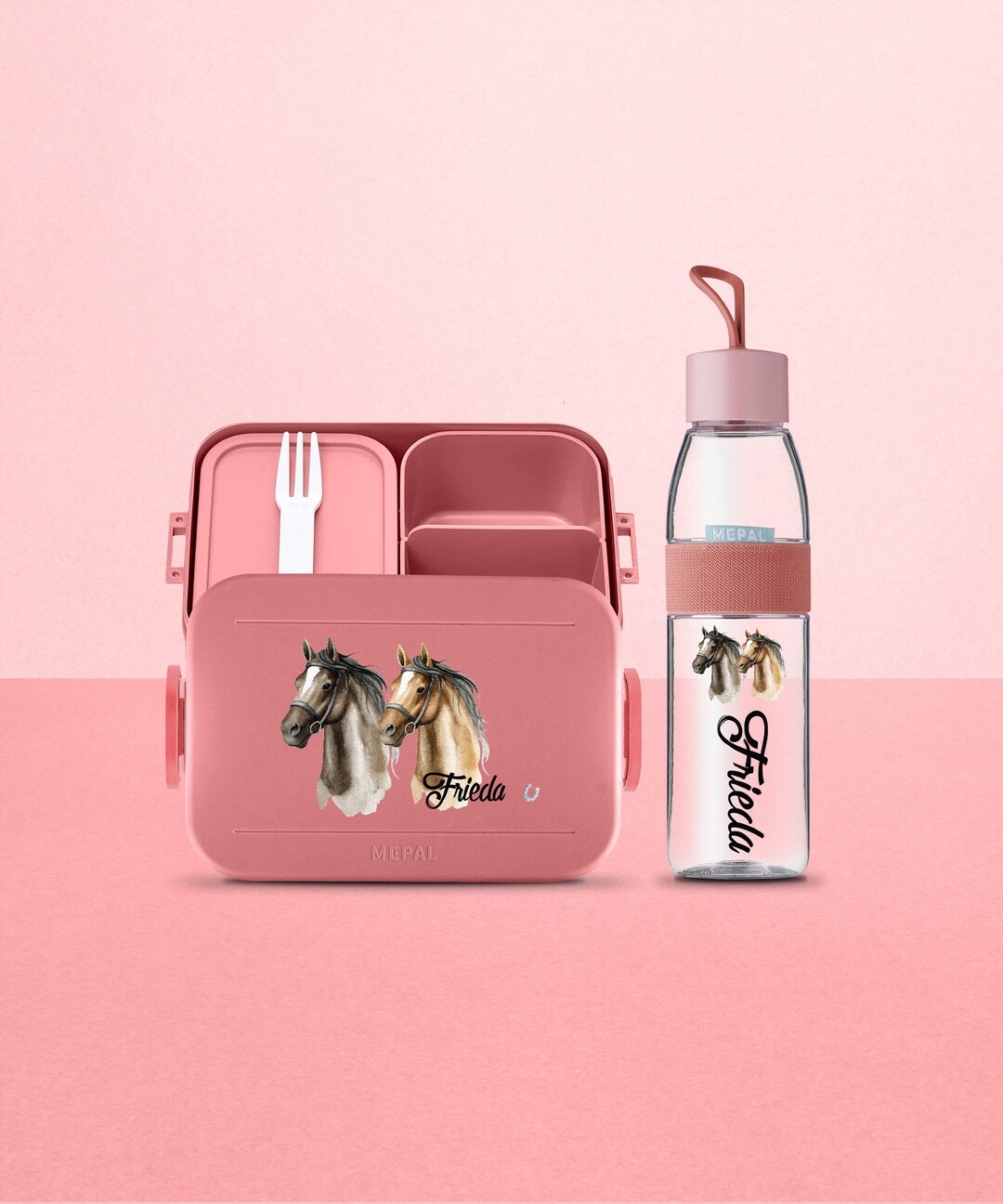 Mepal Brotdose & Trinkflasche Personalisiert – Mit Fuchs-Silhouette & Namen, BPA-frei, Für Schule & Kindergarten